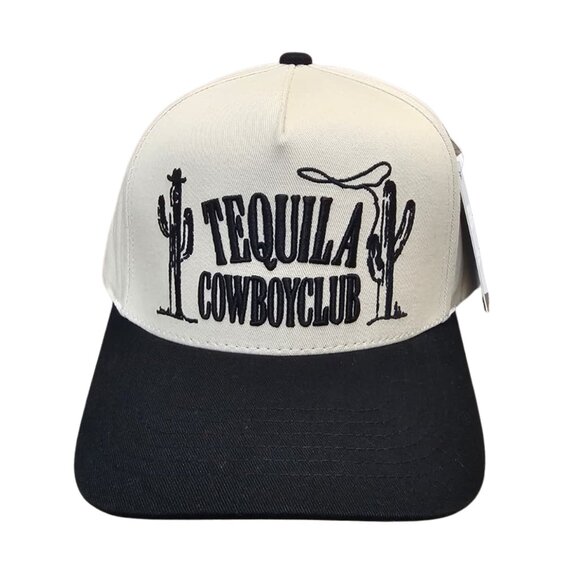 Tequila Cowboy Club Adjustable Snapback Hat - Tan Black Embroidery One Size Fits - Picture 1 of 2